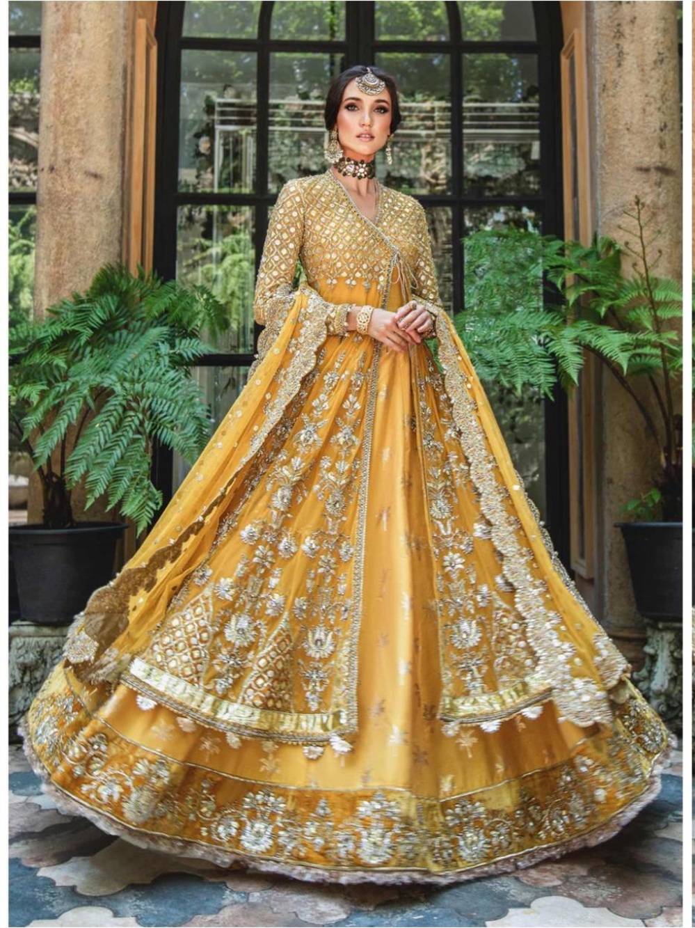 Indian Pakistani Lehenga Mayoun Haldi sharara outfit 3 pc